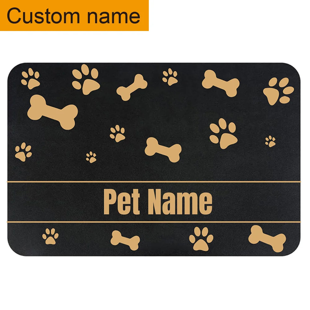 Tapis Personnalisé Chien Chat Prénom - Paillasson Déco Maison Empreintes Pattes 120x160cm