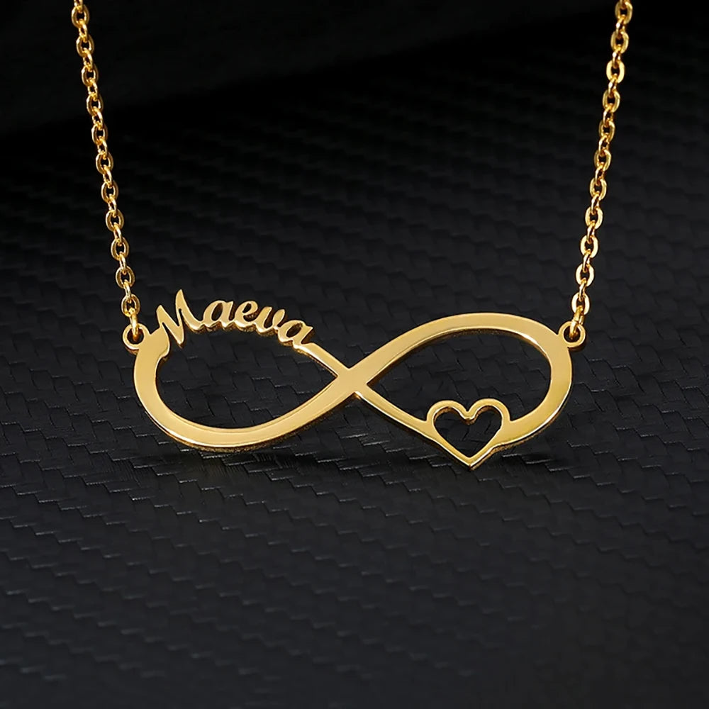 Collier Double Cœur Infini Personnalisé 2 Prénoms Acier Inoxydable - Cadeau Femme
