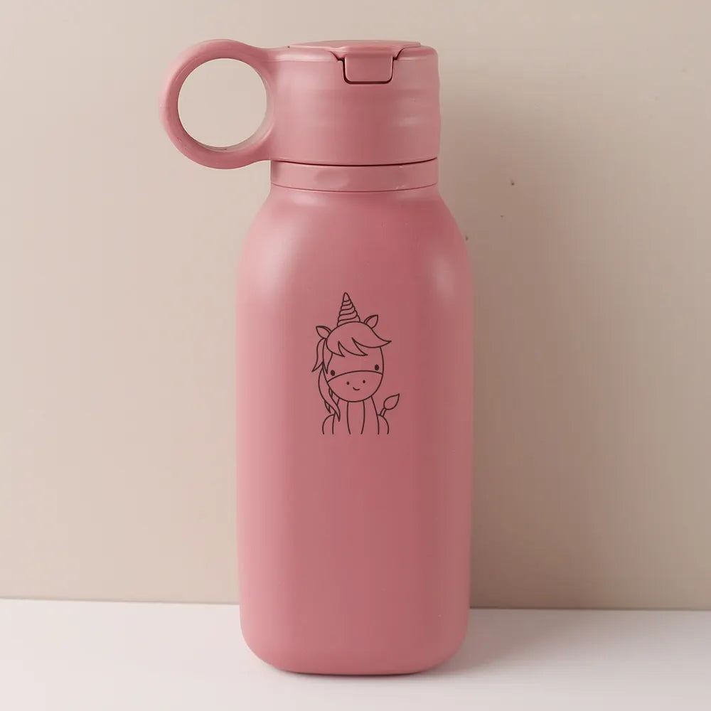 Gourde Personnalisable 450ml avec Paille Silicone - Bouteille Étanche Motif Arc-en-Ciel Enfant & Adulte