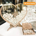 Livre d'Or Mariage Cœur en Bois - Boîte à Souhaits Goutte Déco Table Rustique Personnalisable