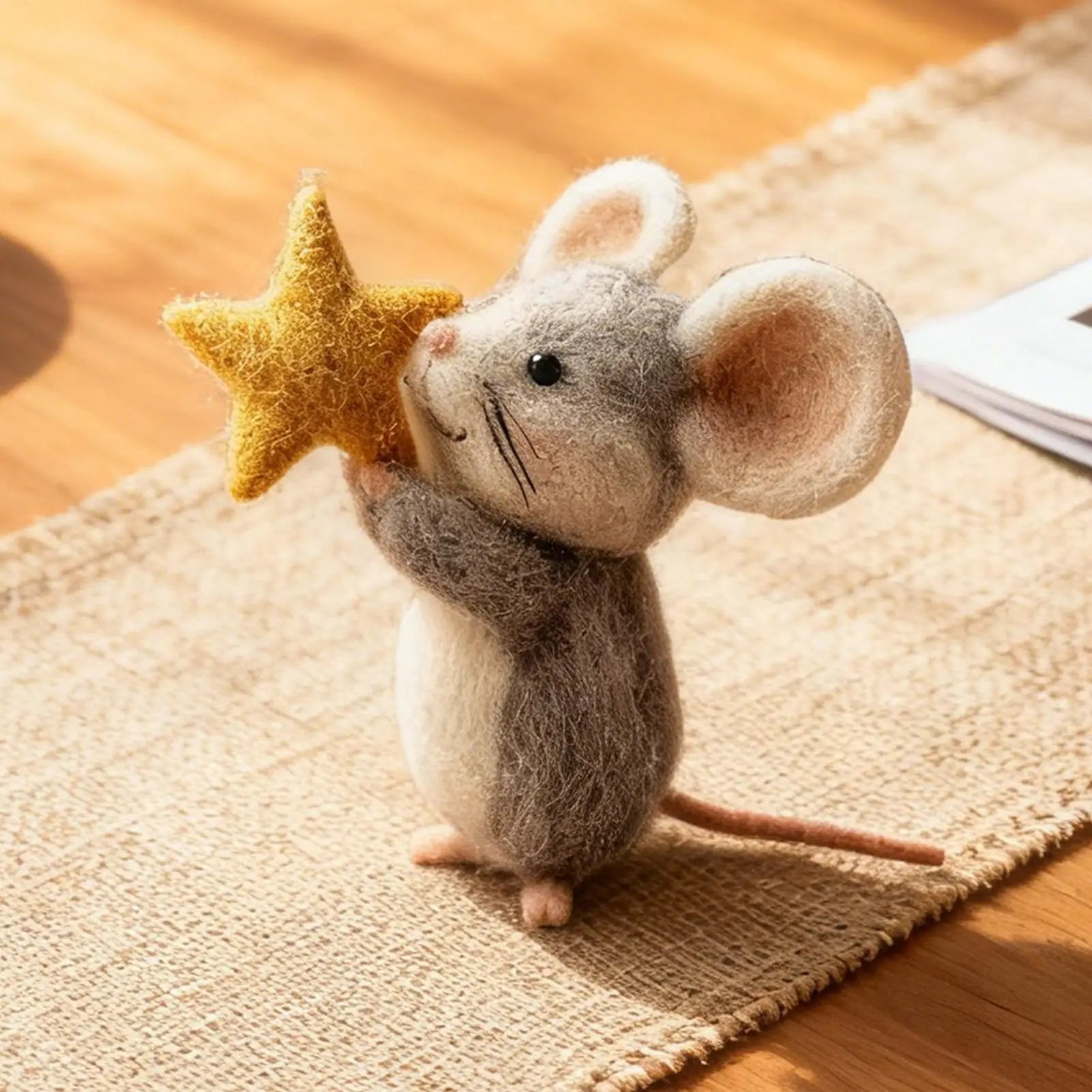 Souris Décorative en Feutre - Décoration de Noël Mignonne pour Table et Étagère
