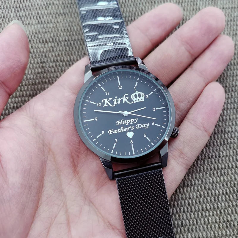 Montre Personnalisée Gravée Homme Femme - Étanche 3ATM Nom Logo sur Mesure - Cadeau Unique