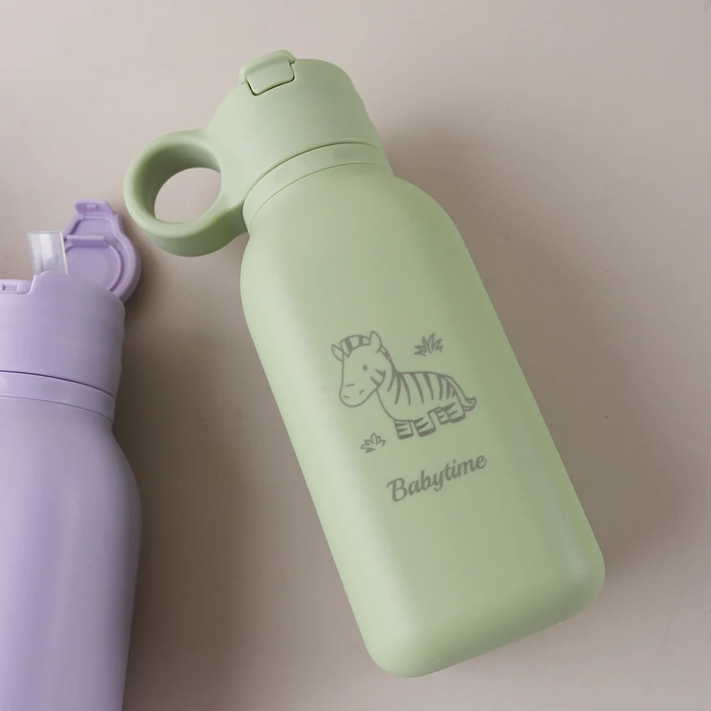Gourde Personnalisable 450ml avec Paille Silicone - Bouteille Étanche Motif Arc-en-Ciel Enfant & Adulte
