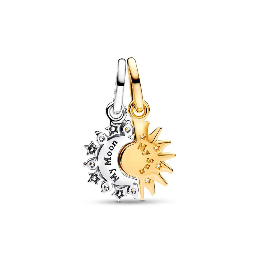 Charm Bead Soleil & Lune Séparable Argent 925 - Pendentif Bracelet Pandora Compatible Bijou Femme