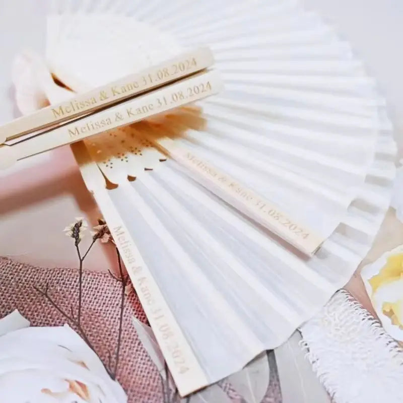 Éventails en Soie Personnalisés pour Mariage - Cadeaux Invités avec Pochette