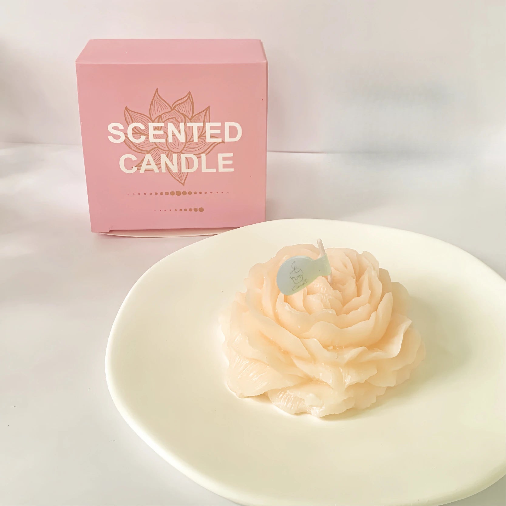 Bougie Aromathérapie 3D Pivoine - Décoration Mariage Saint-Valentin Cadeau Parfumé