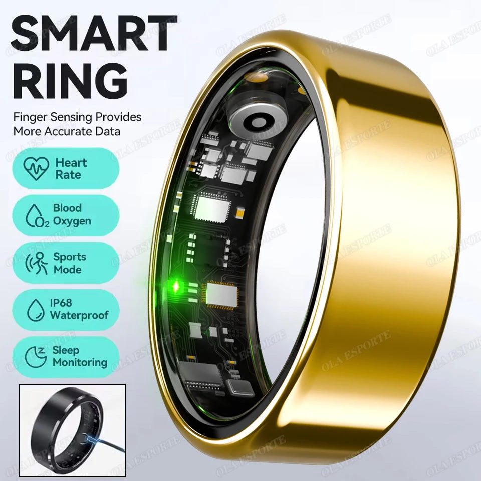 Bague Connectée R09 avec Boîtier de Charge - Moniteur Cardiaque & Oxygène - Étanche 5ATM