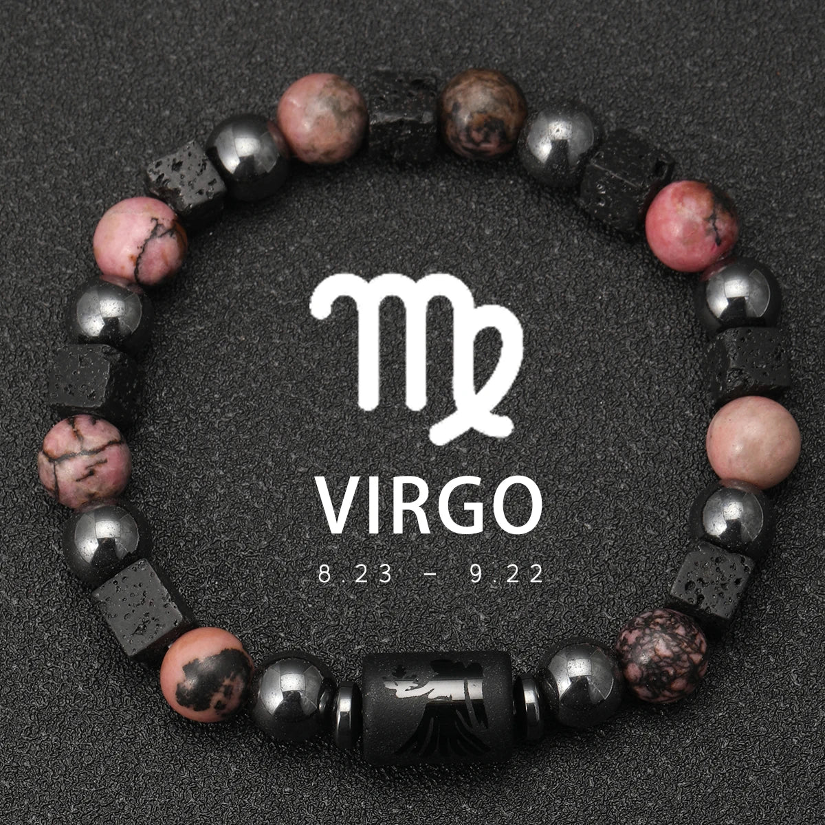Bracelet Signe Astrologique Pierres Naturelles - 12 Signes Zodiaque Verseau Cancer Vierge Poissons Bijou Unisexe