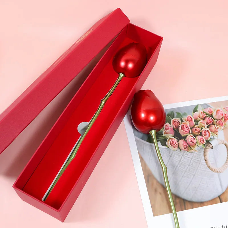 Collier Cœur Zircon Rouge avec Boîte de Roses - Cadeau Saint Valentin - Fête des Mères Mariage Luxe Romantique