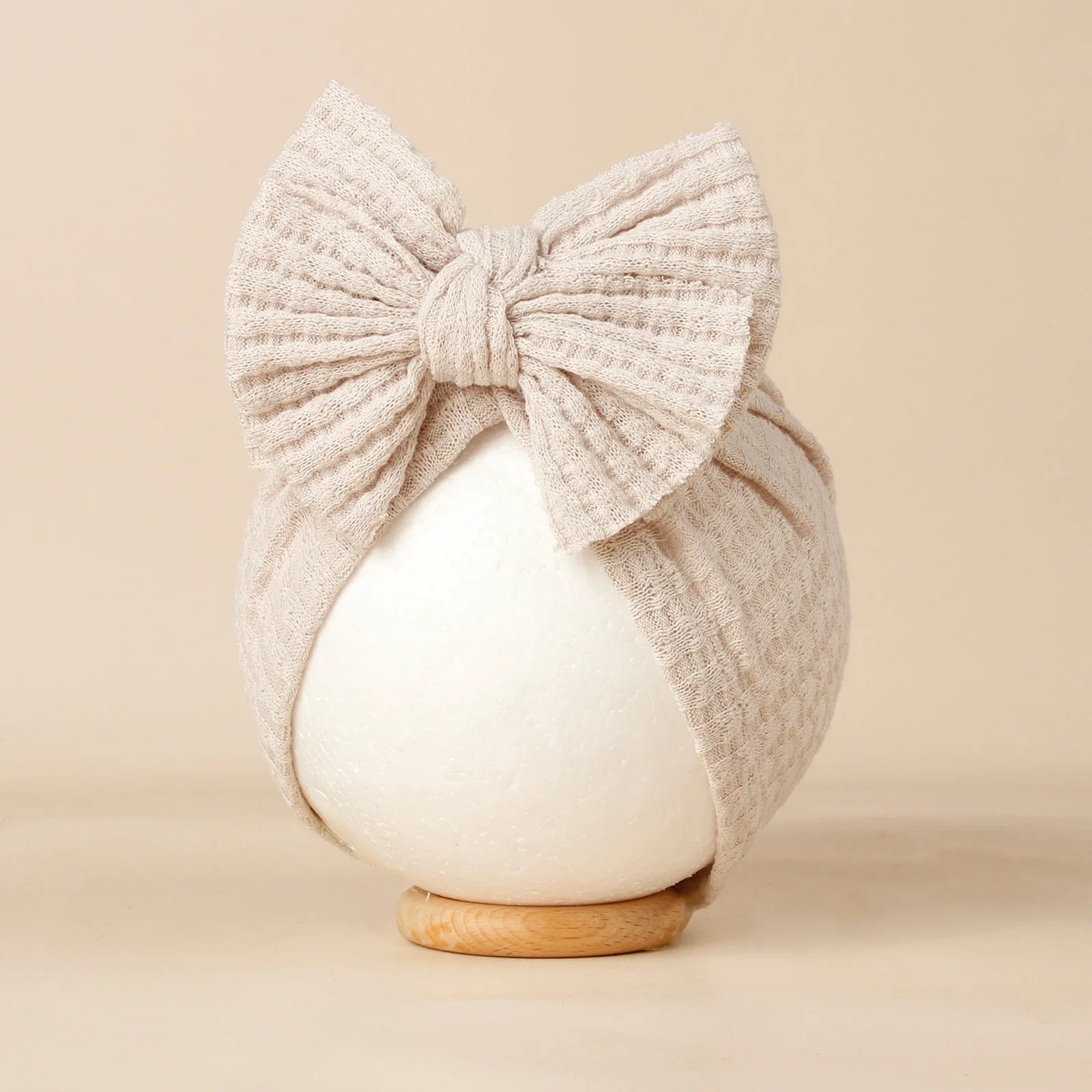 Bonnet Bébé Fille Tricoté avec Nœud - Turban Nouveau-né Doux Couleur Unie Accessoire Hiver