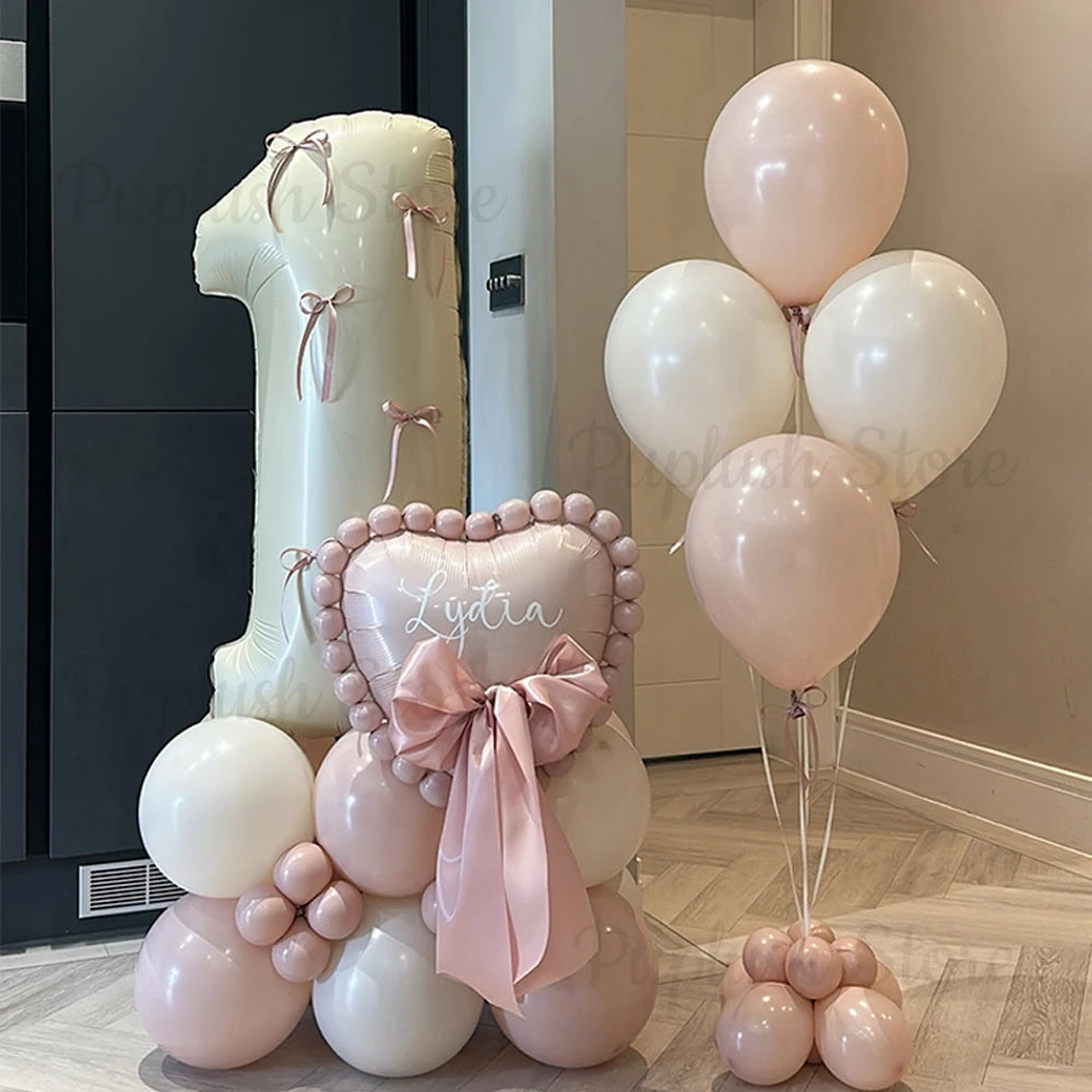 Ballon Chiffre Géant 32 Pouces Nœuds Roses - Décoration Anniversaire Fille Thème Coquette
