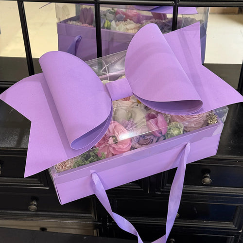 Boîte Cadeau Florale avec Nœud Papillon - Emballage Premium Saint-Valentin