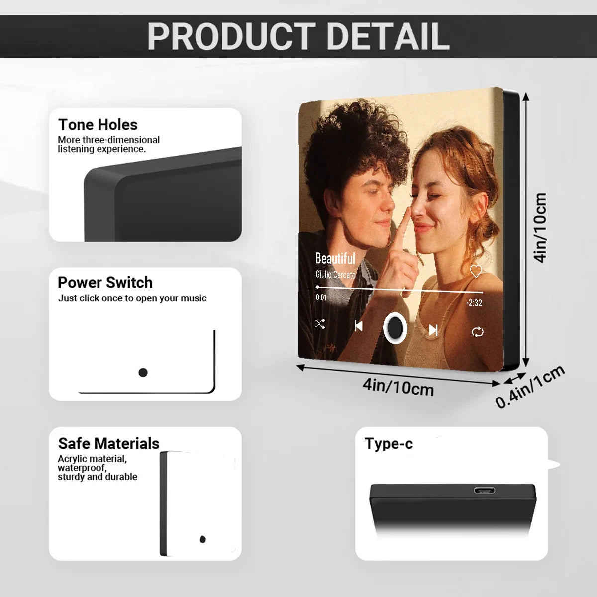 Magnet Photo Musique Personnalisé avec Cadre - Cadeau Noël Saint-Valentin