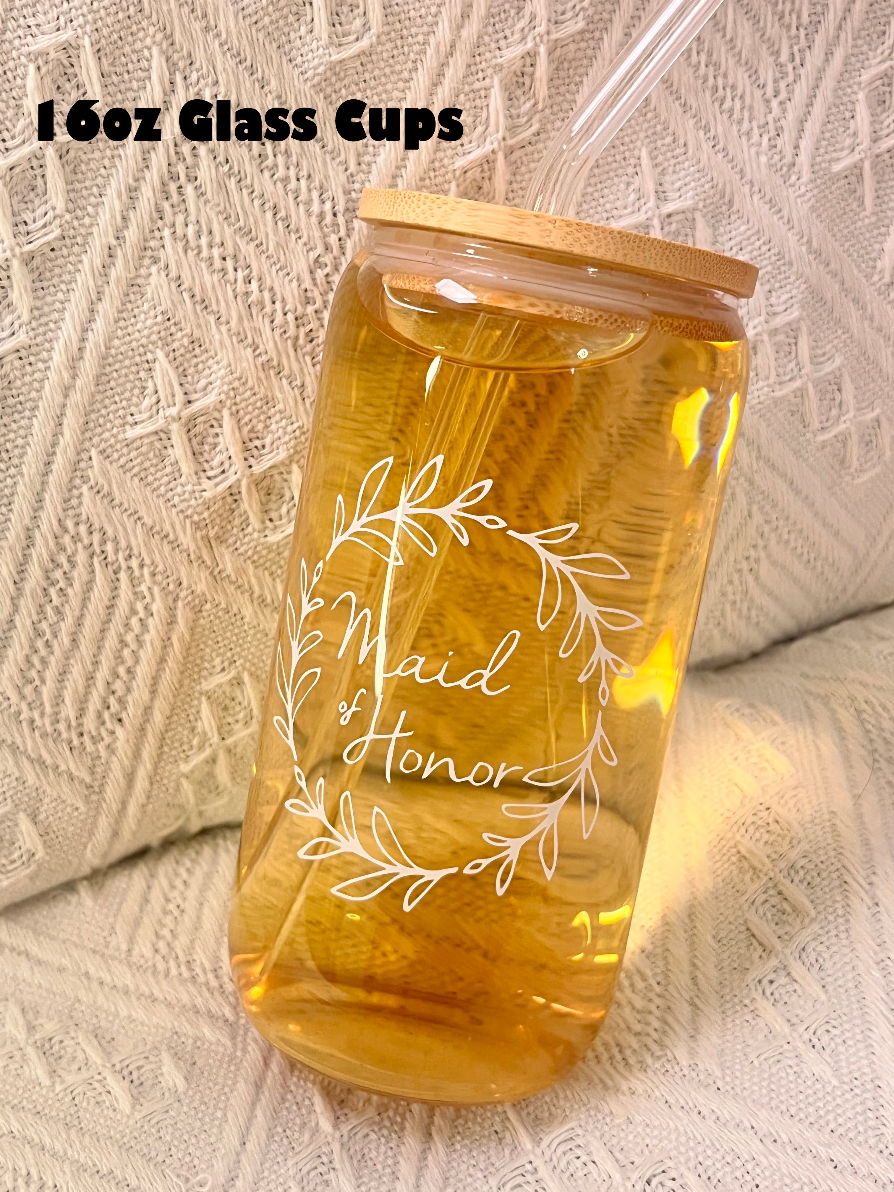 Coffret Cadeau Demoiselle d'Honneur 5 Pièces - Verre Trousse Bracelet Chouchou Stylo