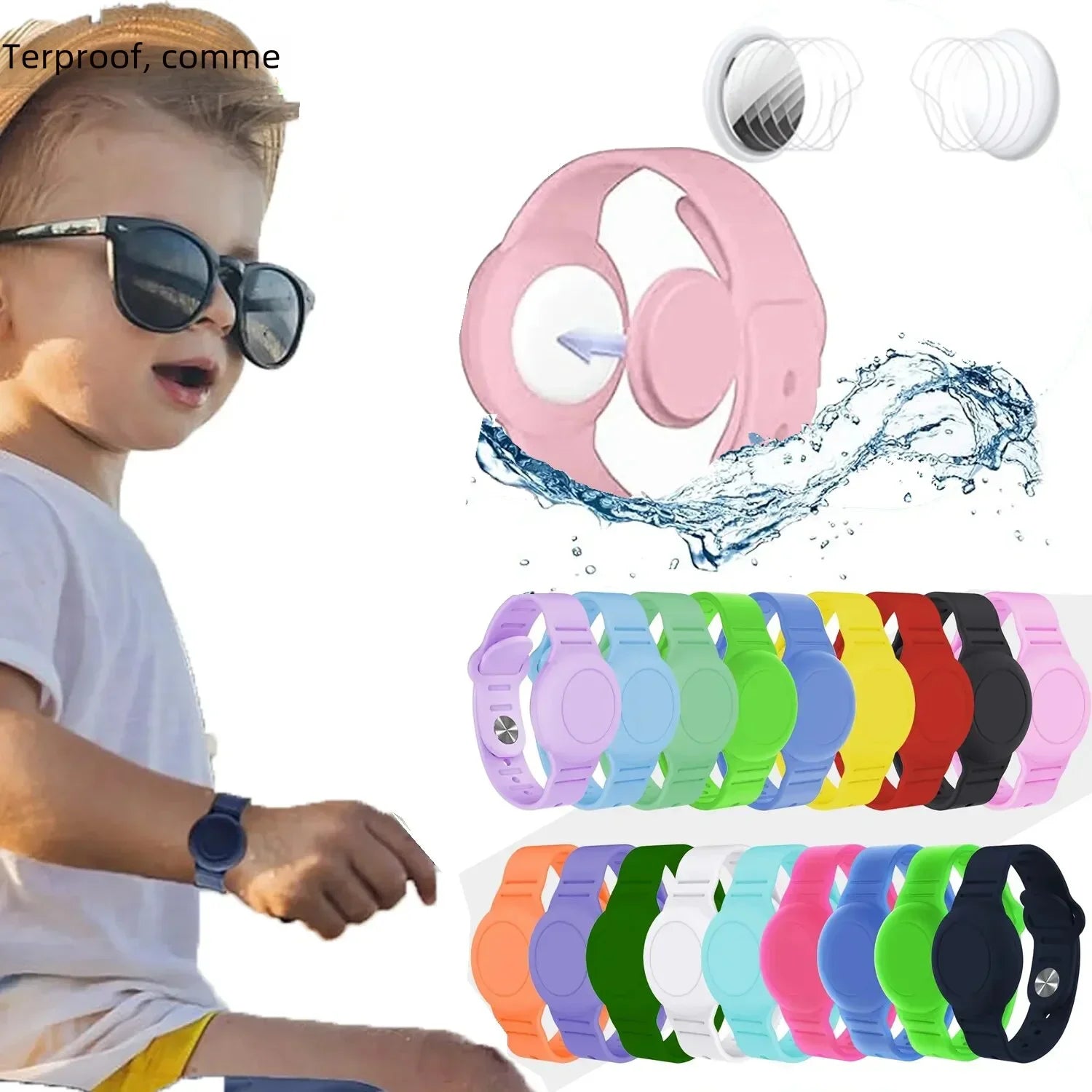 Bracelet AirTag Étanche Enfant Silicone - Tracker GPS Sécurité