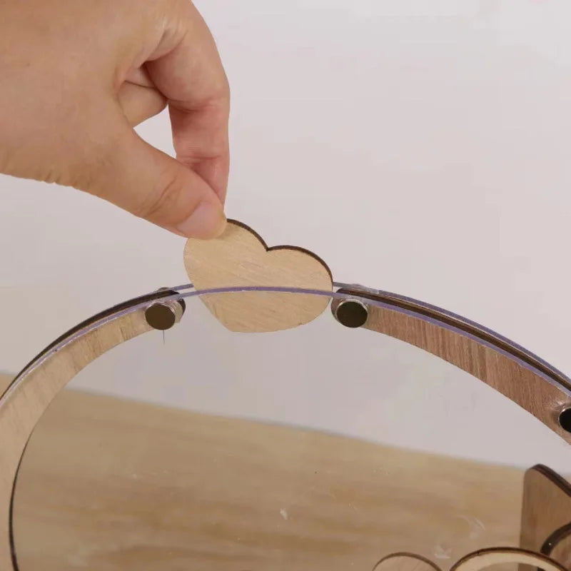 Livre d'Or Mariage Cœur en Bois - Boîte à Souhaits Goutte Déco Table Rustique Personnalisable
