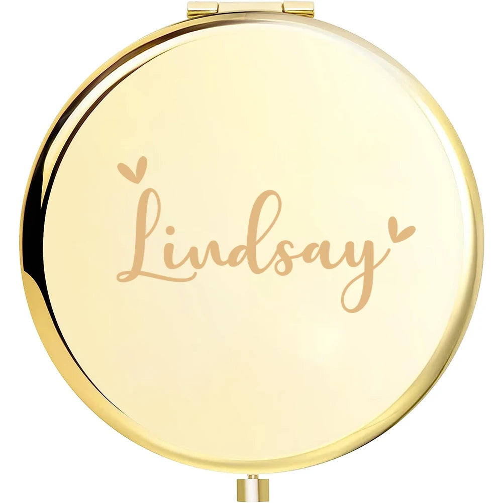 Miroir Poche Rond Personnalisé Prénom - Cadeau Demoiselle d'Honneur EVJF Mariage