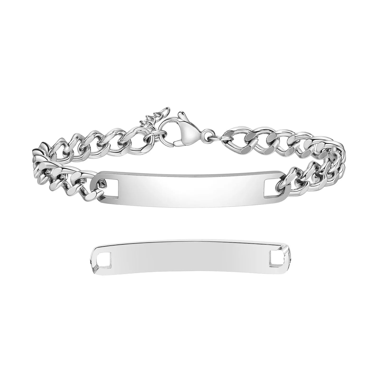 Bracelet Identité Personnalisé Gravure Prénom - Bracelet Couple Acier Inoxydable Homme Femme