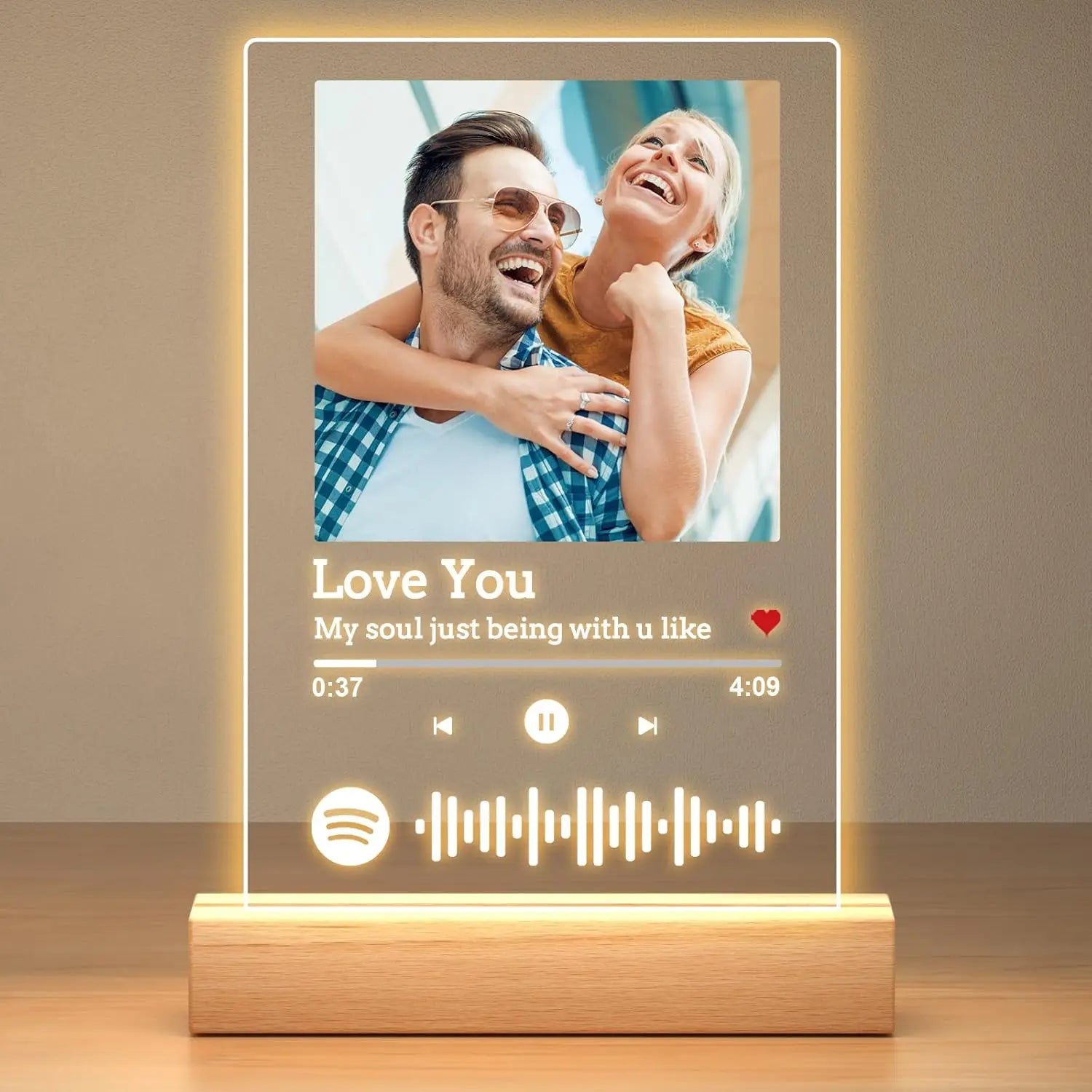 Plaque Musicale Spotify Personnalisée - Cadre Photo Acrylique LED avec Chanson & Photo