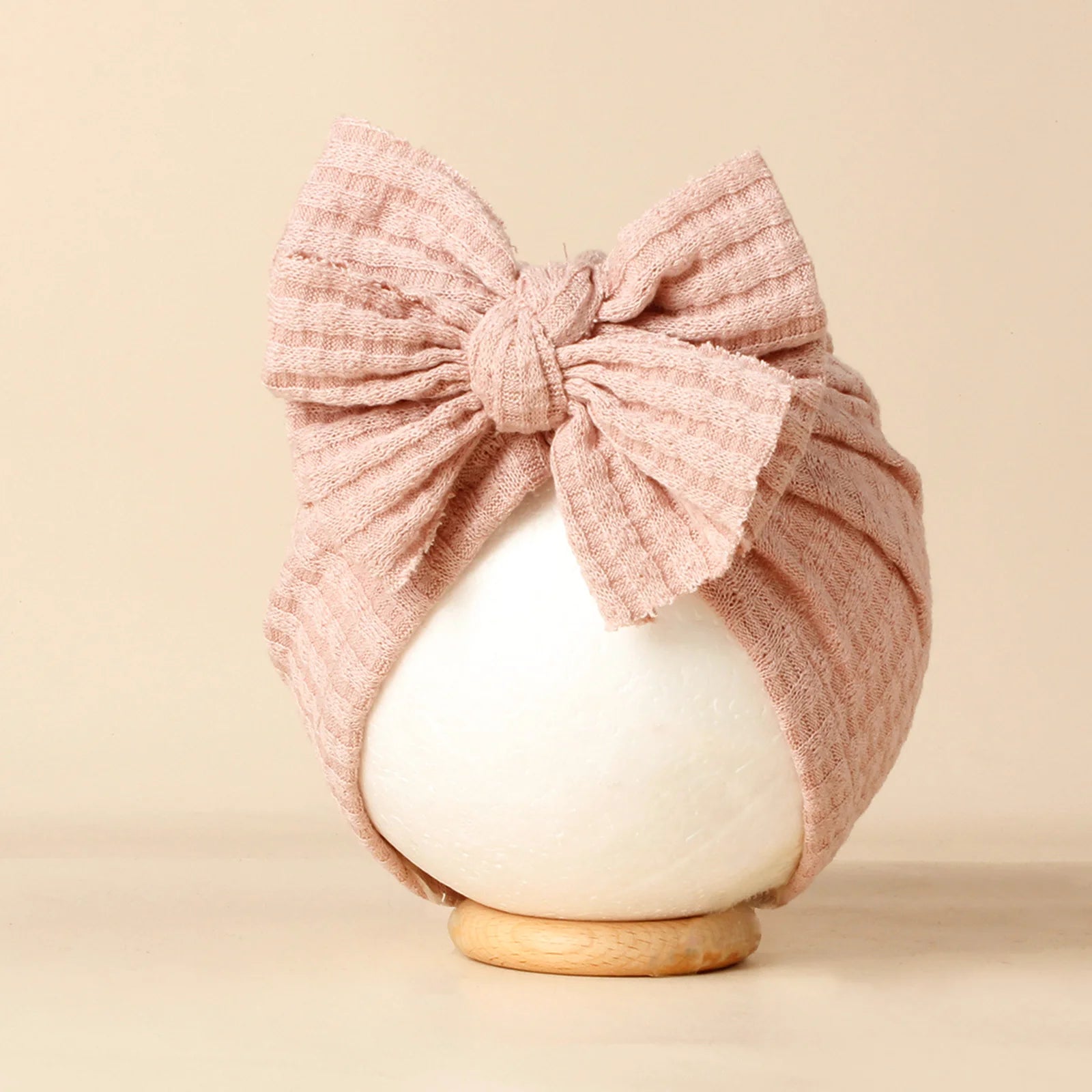 Bonnet Bébé Fille Tricoté avec Nœud - Turban Nouveau-né Doux Couleur Unie Accessoire Hiver