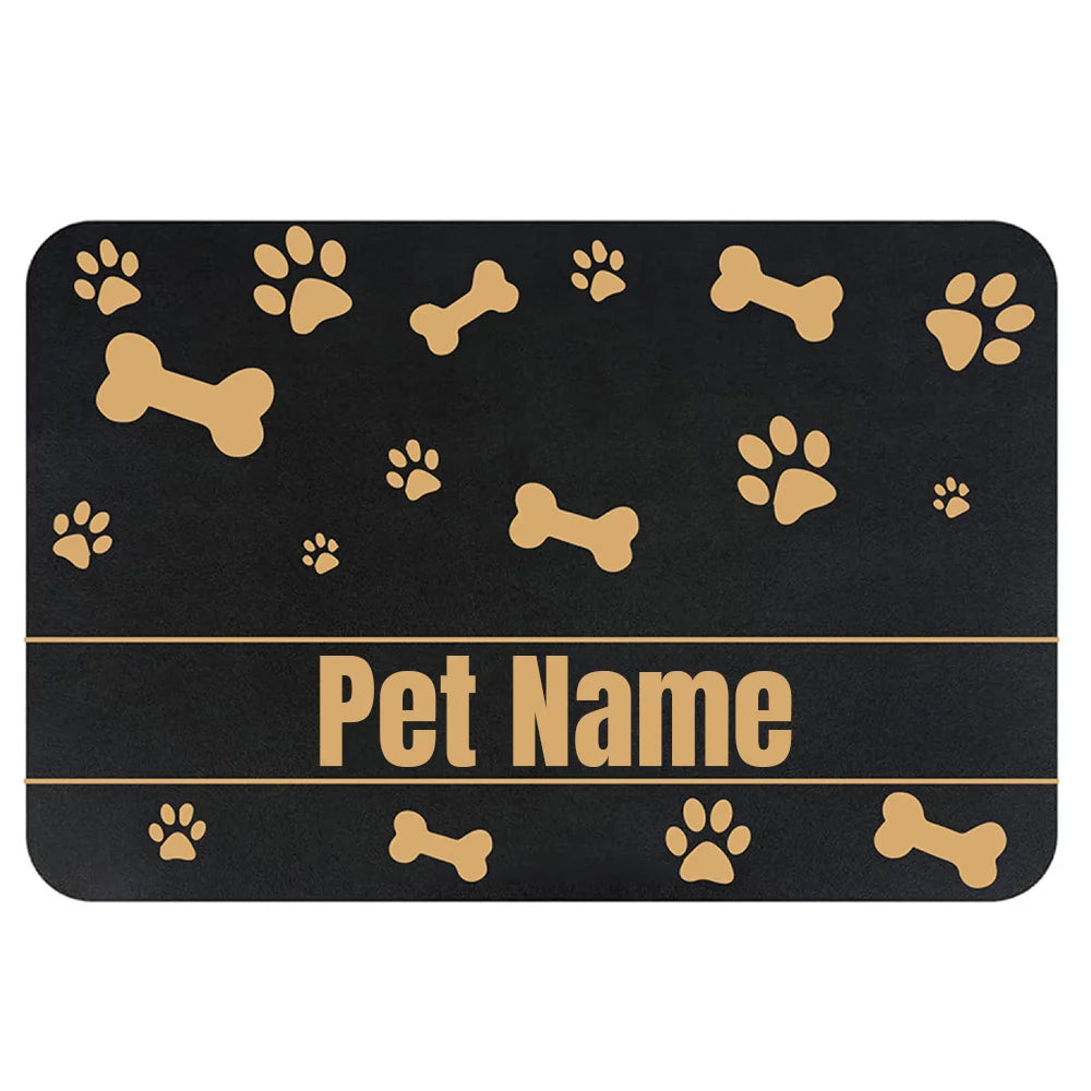 Tapis Personnalisé Chien Chat Prénom - Paillasson Déco Maison Empreintes Pattes 120x160cm
