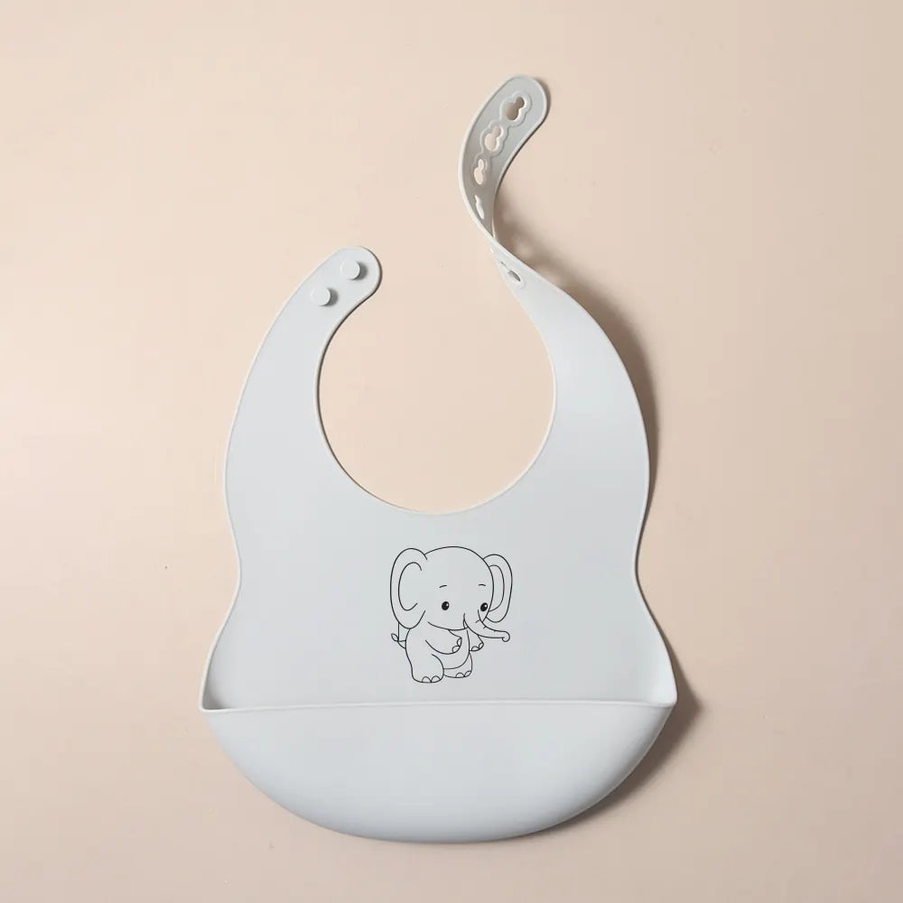 Bavoir Silicone Bébé Personnalisé Prénom - Alimentaire Motif Cartoon | Panda Bleu