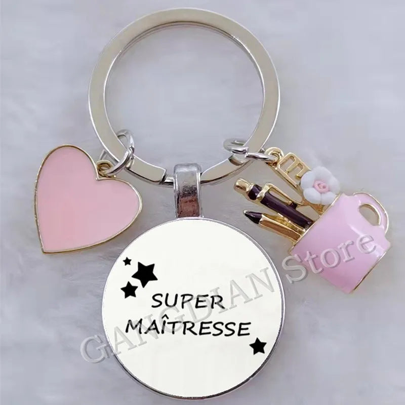 Porte-Clés Merci Maîtresse - Cadeau Fin d'Année Scolaire Personnalisable