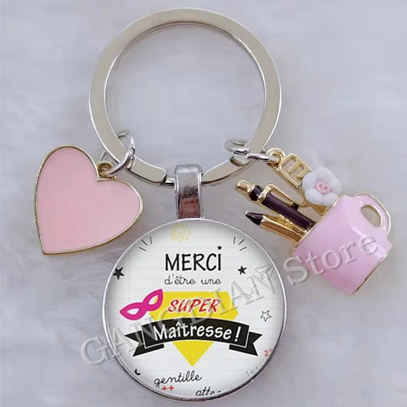 Porte-Clés Merci Maîtresse - Cadeau Fin d'Année Scolaire Personnalisable