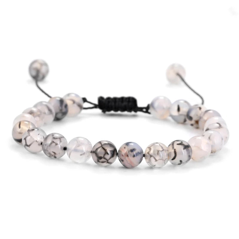 Bracelet Pierre de Lave et Œil de Tigre 8mm - Corde Tressée Ajustable Yoga Guérison Unisexe Bijou Spirituel