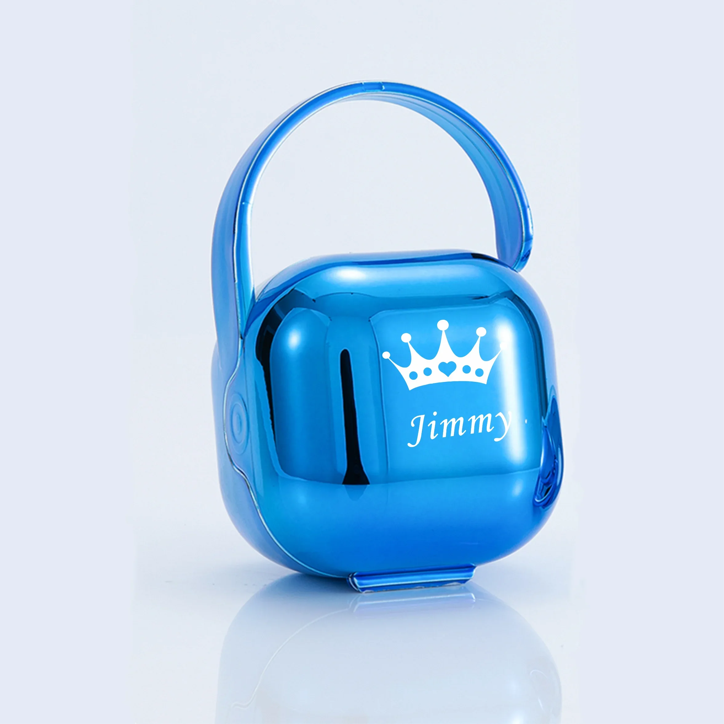 Boîte à Tétine Personnalisée Argentée Strass + Clip - Cadeau Naissance Luxe Baby Shower Sans BPA