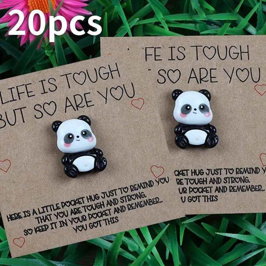 Porte-clés Panda Résine avec Carte Pocket Hug - Cadeau Motivant Citation Inspirante Amis & Famille