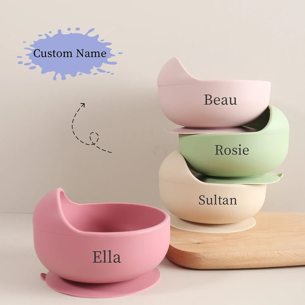 Bol Bébé Silicone 350ml avec Ventouse Anti-Renversement - Design Escargot Rose pour Apprentissage Autonomie