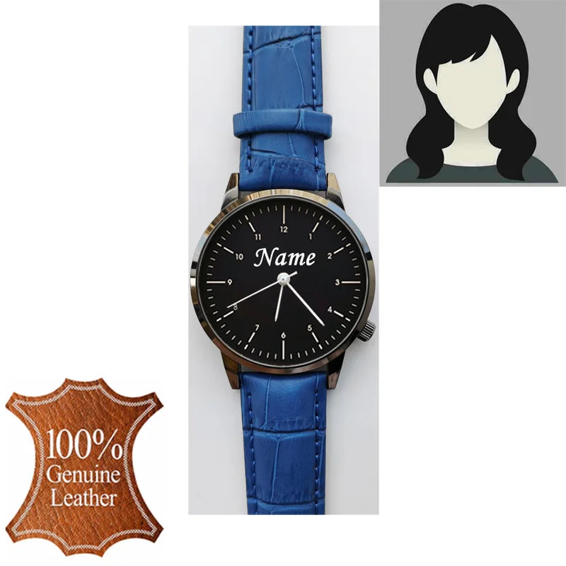 Montre Personnalisée Gravée Homme Femme - Étanche 3ATM Nom Logo sur Mesure - Cadeau Unique