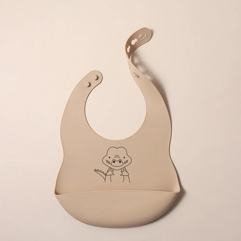 Bavoir Silicone Bébé Personnalisé Prénom - Alimentaire Motif Cartoon | Panda Bleu