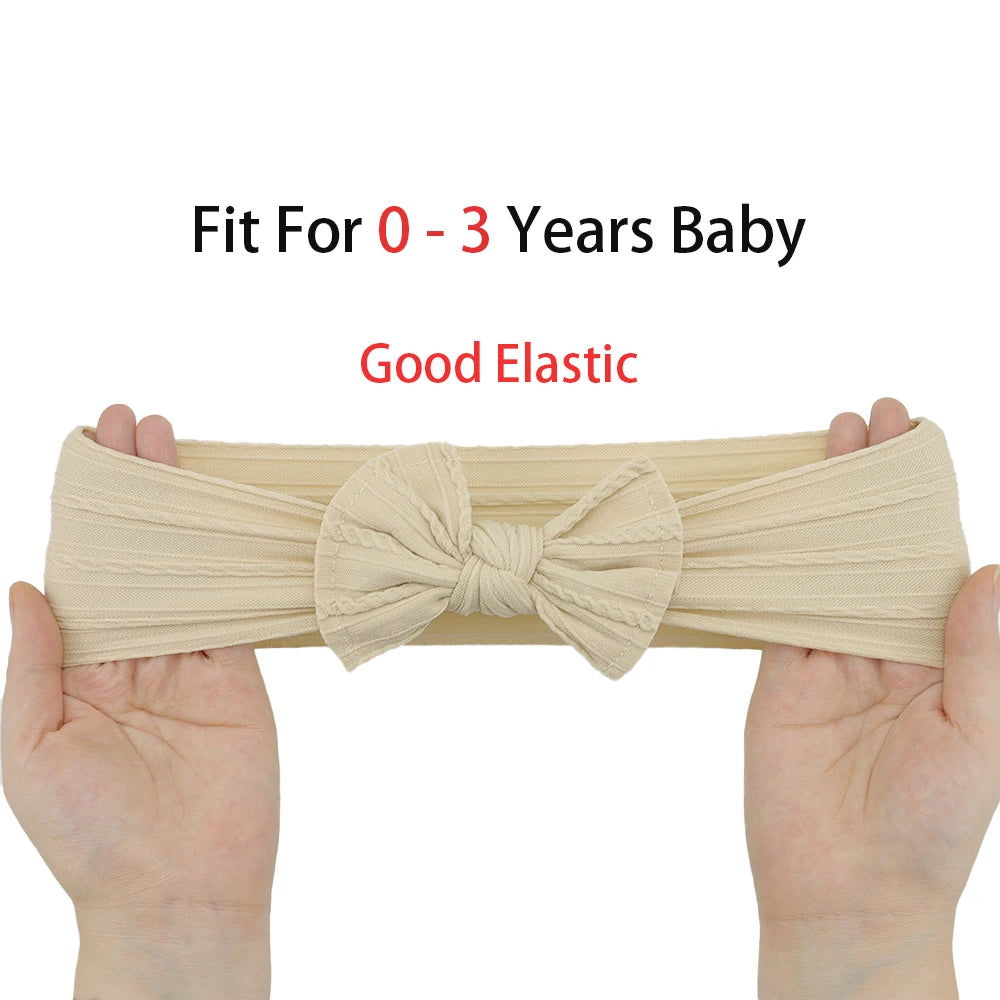 Set 3 Bandeaux Bébé Fille Élastiques avec Nœuds - Accessoires Cheveux Nouveau-né Turban Doux