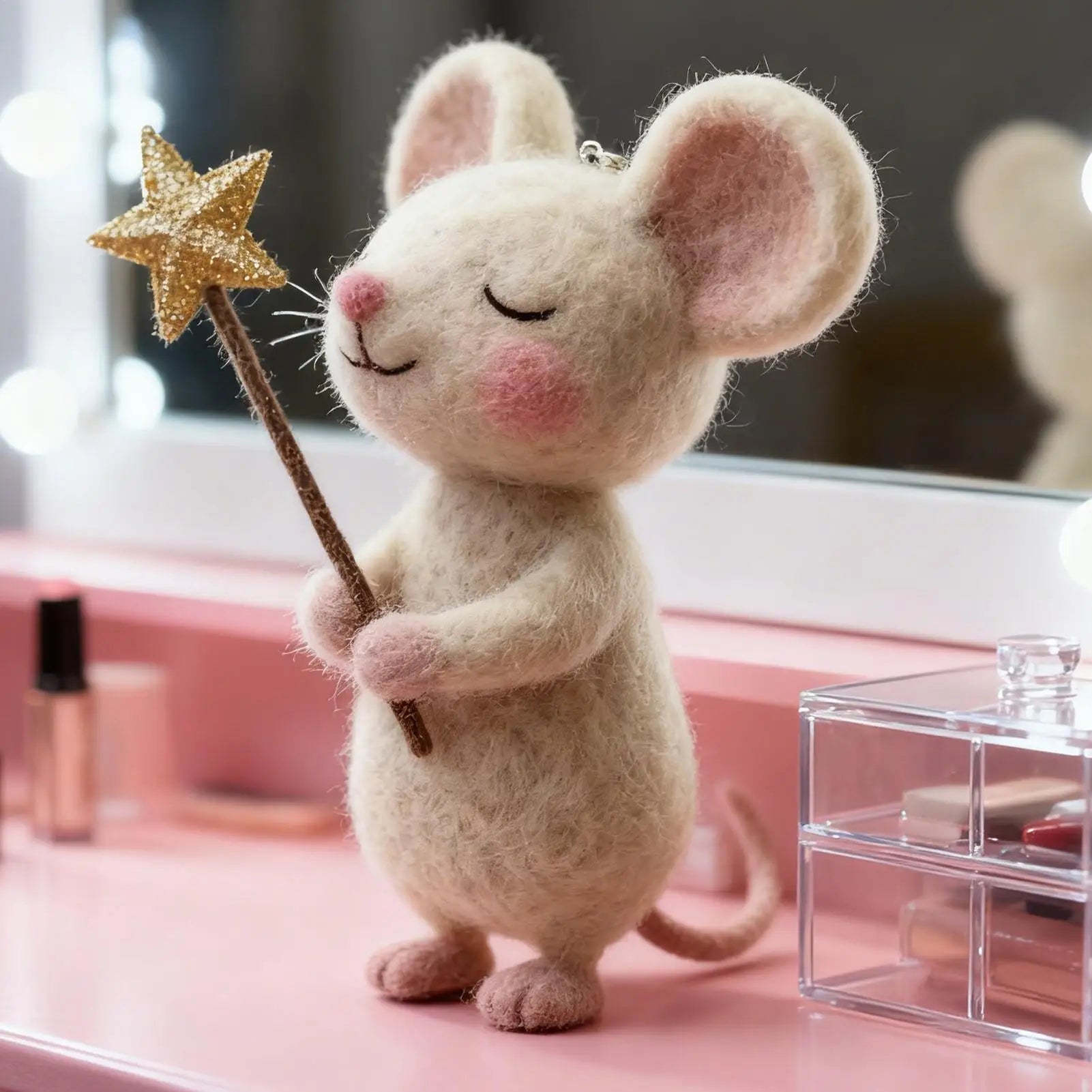 Souris Décorative en Feutre - Décoration de Noël Mignonne pour Table et Étagère