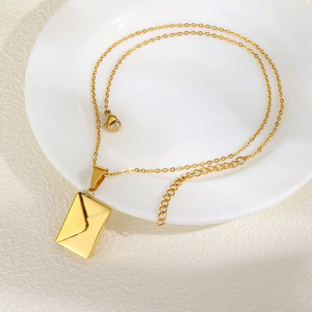Collier Médaillon Photo Enveloppe Lettre d'Amour - Pendentif Personnalisé Femme