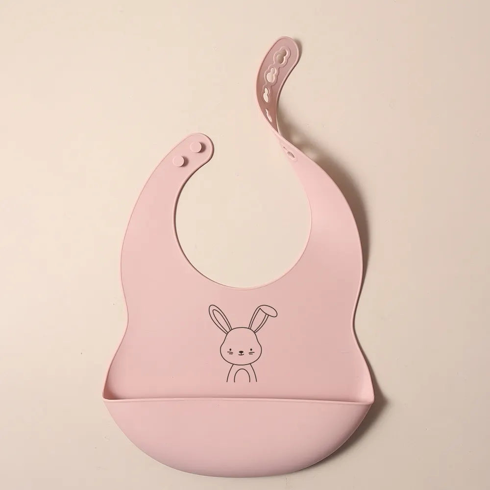 Bavoir Silicone Bébé Personnalisé Prénom - Alimentaire Motif Cartoon | Panda Bleu