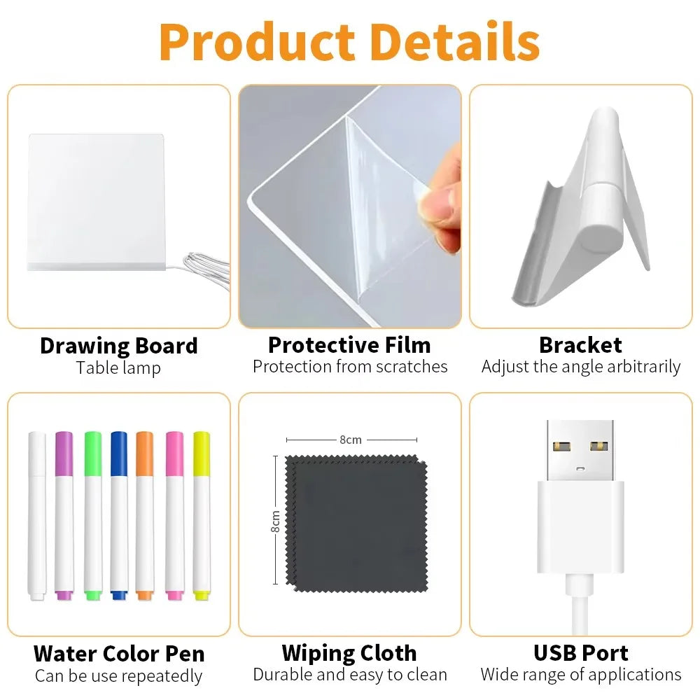 Tableau Lumineux LED Personnalisable - Message Effaçable USB pour Décoration & Cadeaux