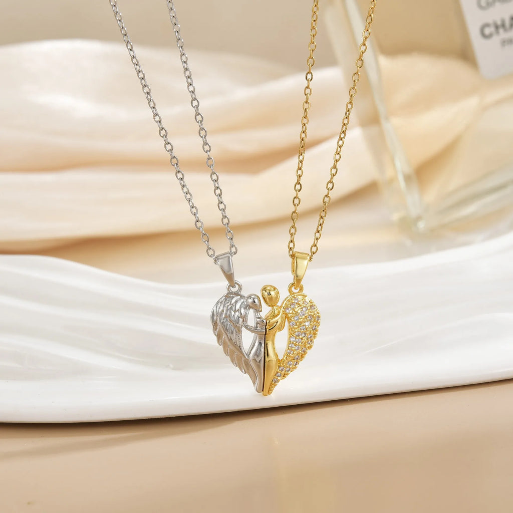 Collier Couple Magnétique Lune et Soleil - Bijou Saint-Valentin Acier Inoxydable