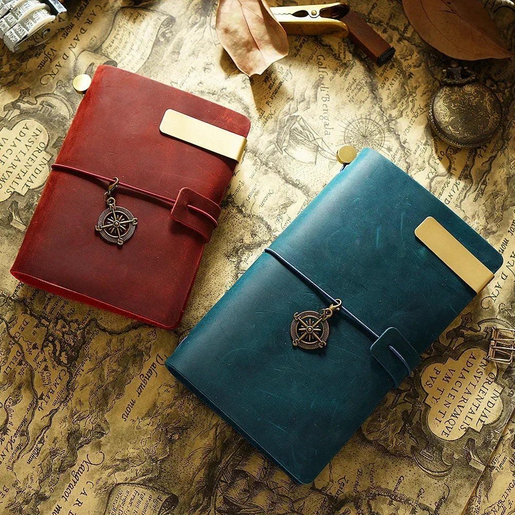 Journal Cuir Voyageur Personnalisé Gravure Logo - Carnet Voyage Rétro Fait Main