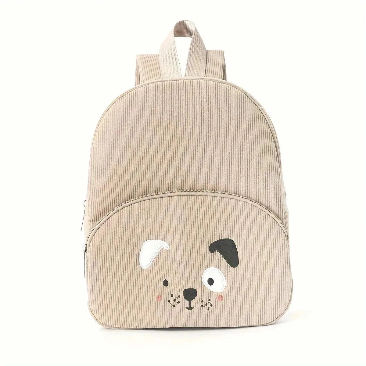 Sac à Dos Velours Côtelé Personnalisé Brodé - Ours Cartoon Grande Capacité - Rentrée Maternelle
