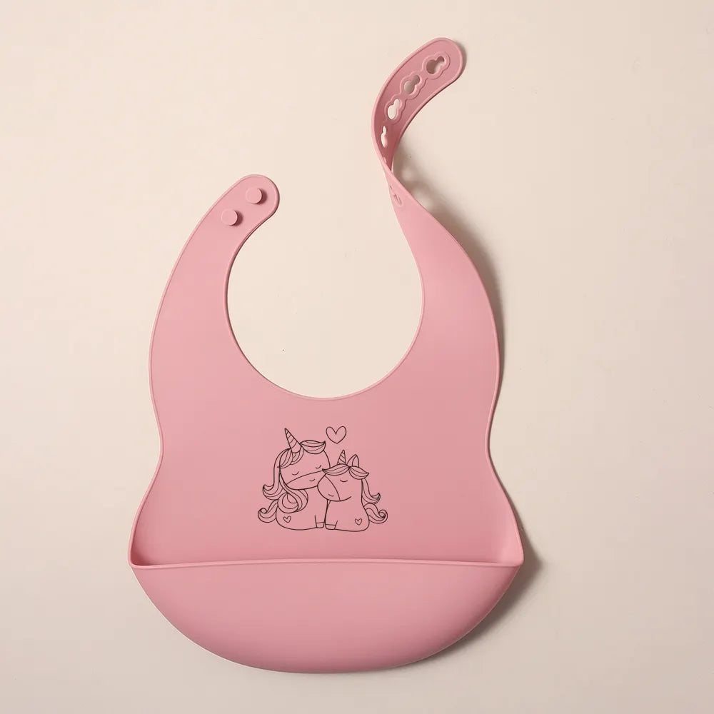 Bavoir Silicone Bébé Personnalisé Prénom - Alimentaire Motif Cartoon | Panda Bleu