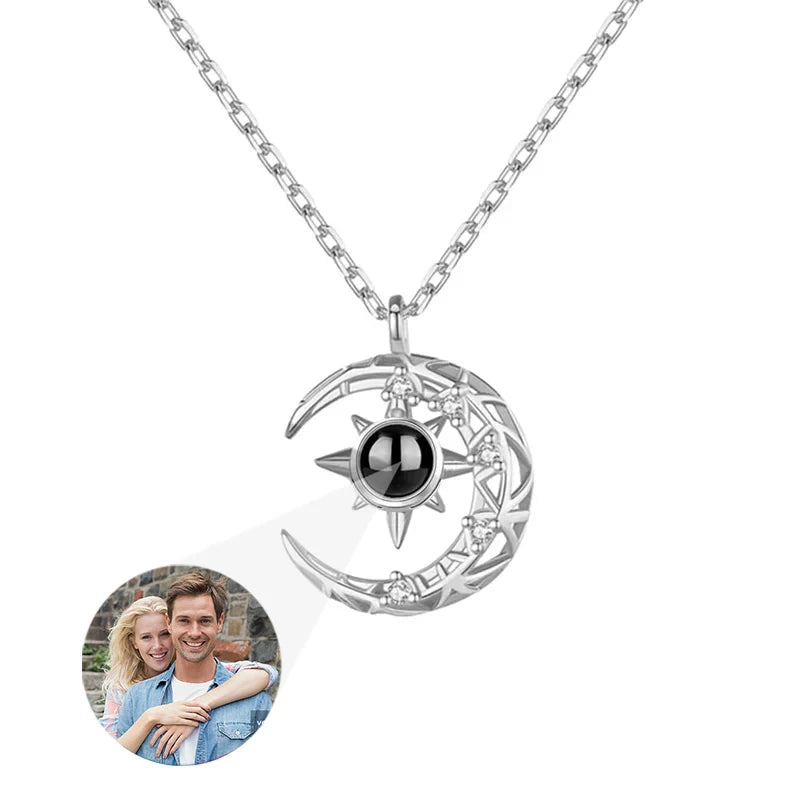 Collier Projection Photo Personnalisé Je t'aime 100 Langues - Cadeau Femme