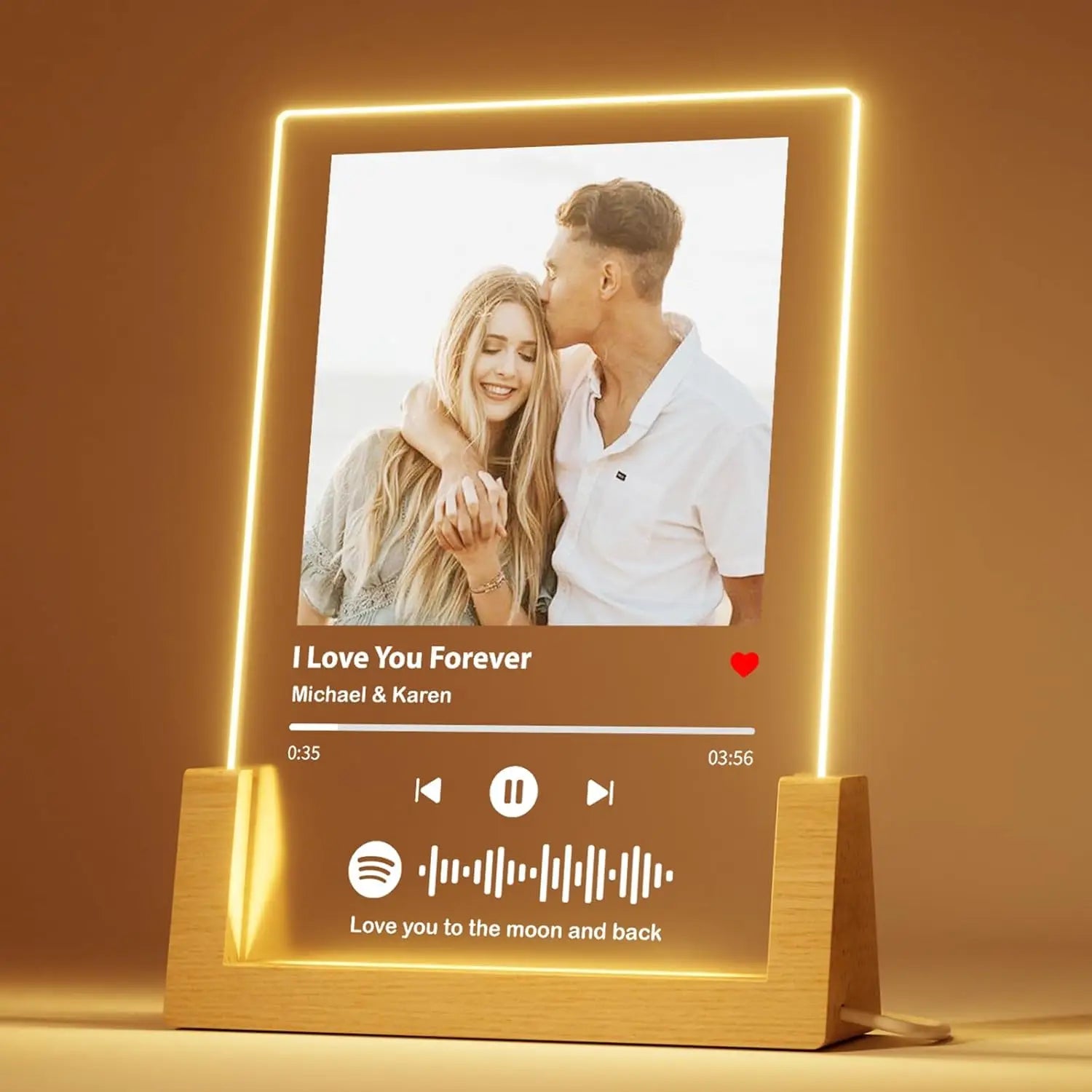 Plaque Musicale Spotify Personnalisée - Cadre Photo Acrylique LED avec Chanson & Photo