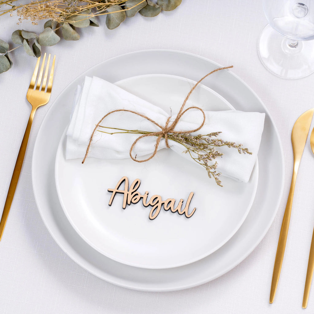 Marque-Places Personnalisés Bois Acrylique Mariage - Lot 10/20/30/50 Pièces