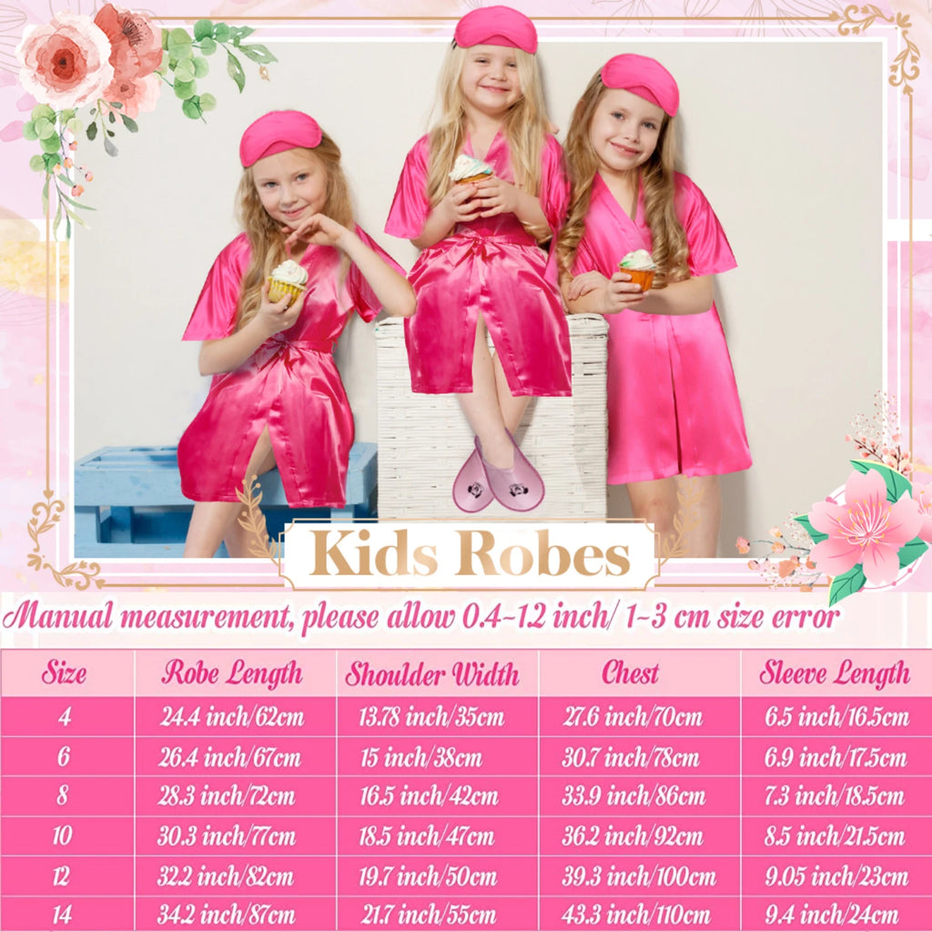 Set Spa Party Filles 6 Pièces - Peignoirs Satin Chaussons Sac Cadeau