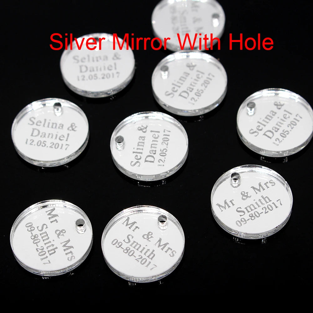 30 Confettis Ronds Personnalisés Or/Argent - Logo sur Mesure Mariage Baptême