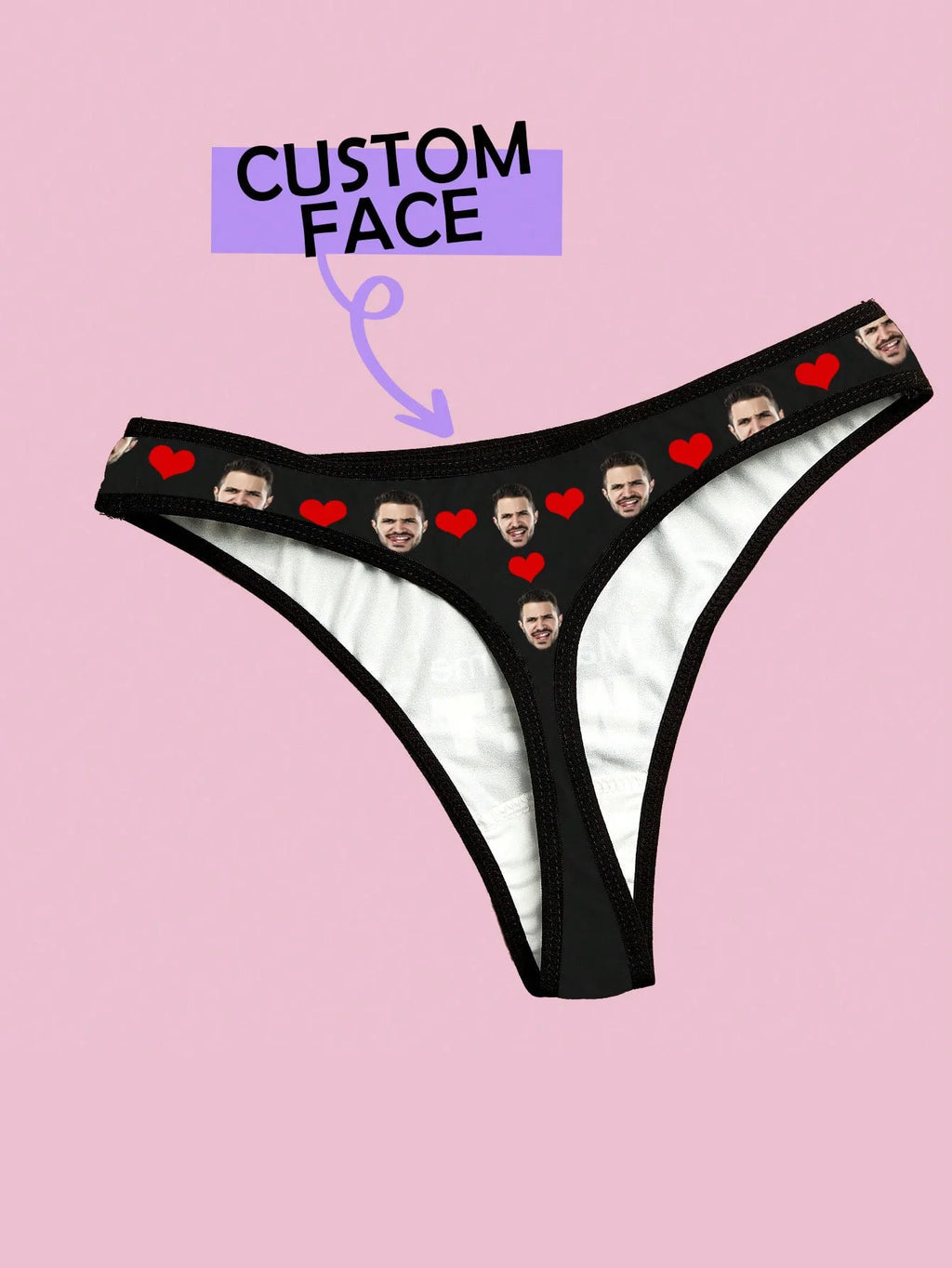 String Femme Personnalisé Photo Visage - Sous-Vêtement Humoristique | Cadeau Saint-Valentin