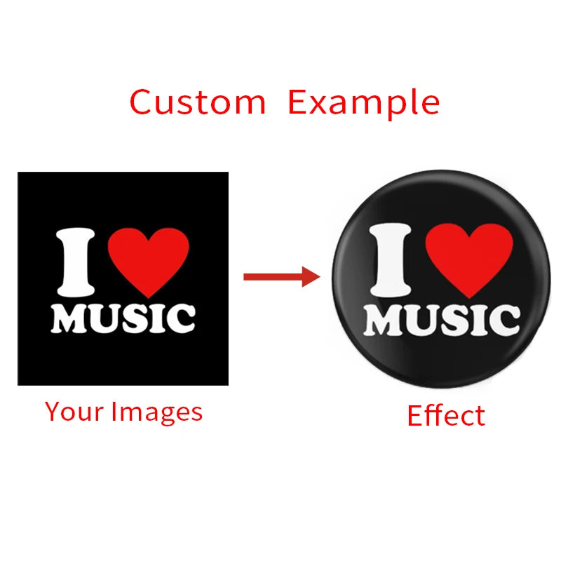 Badges Pins Personnalisés Logo Photo 75mm - Broches Fer-Blanc Cadeau